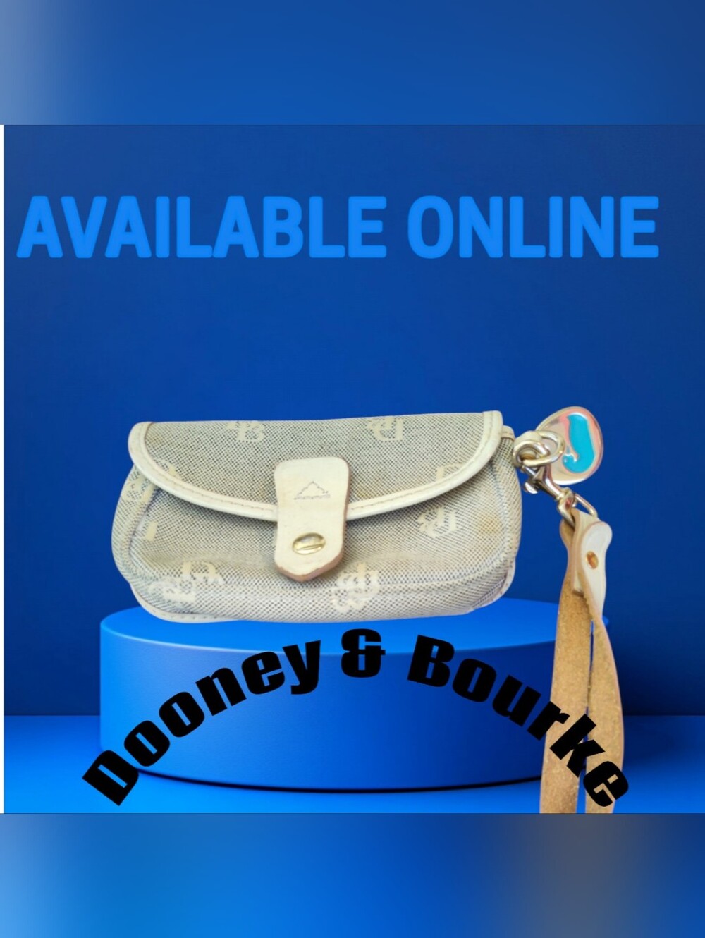DOONEY & BOURKE SM SIGNATURE DB PURSE BAG FLAP WRISTLET W/ CUTE DUCK CHARM